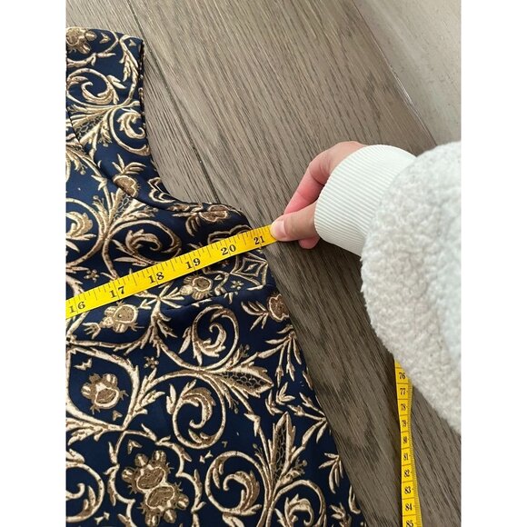 EUC The Limited Women's Top Baroque Pattern Navy/Gold - Picture 4 of 5